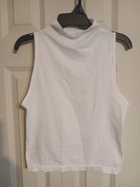 Women's White Sleeveless Mock Neck Tank Top